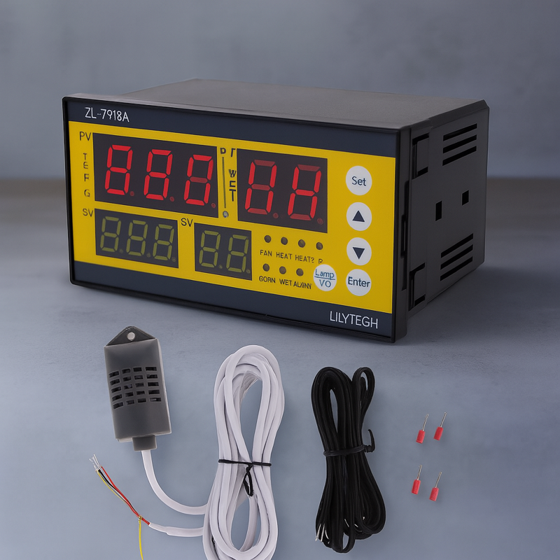 منظم حرارة ورطوبة ZL-7918A مع مستشعرات دقيقة لفقاسات البيض والدجاج في المغرب